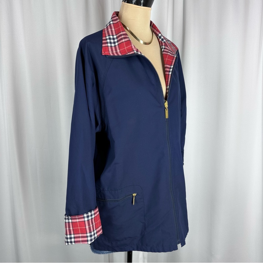 NWOT KORET Country Club Reversible Jacket Sz M Navy Blue/McGregor Plaid - Picture 3 of 15